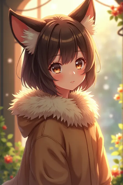 Anime girl with brown fur shirt