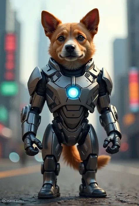 Dog dressed as Iron Man 