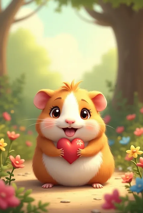 I want a png image of an animated guinea pig set in love and friendship 