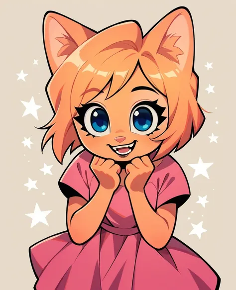 little fox, kid girlfox, blonde hair, ginger fur, blue eyes, cute kid, alone, face similar to diane foxington, kid, short hair, ...