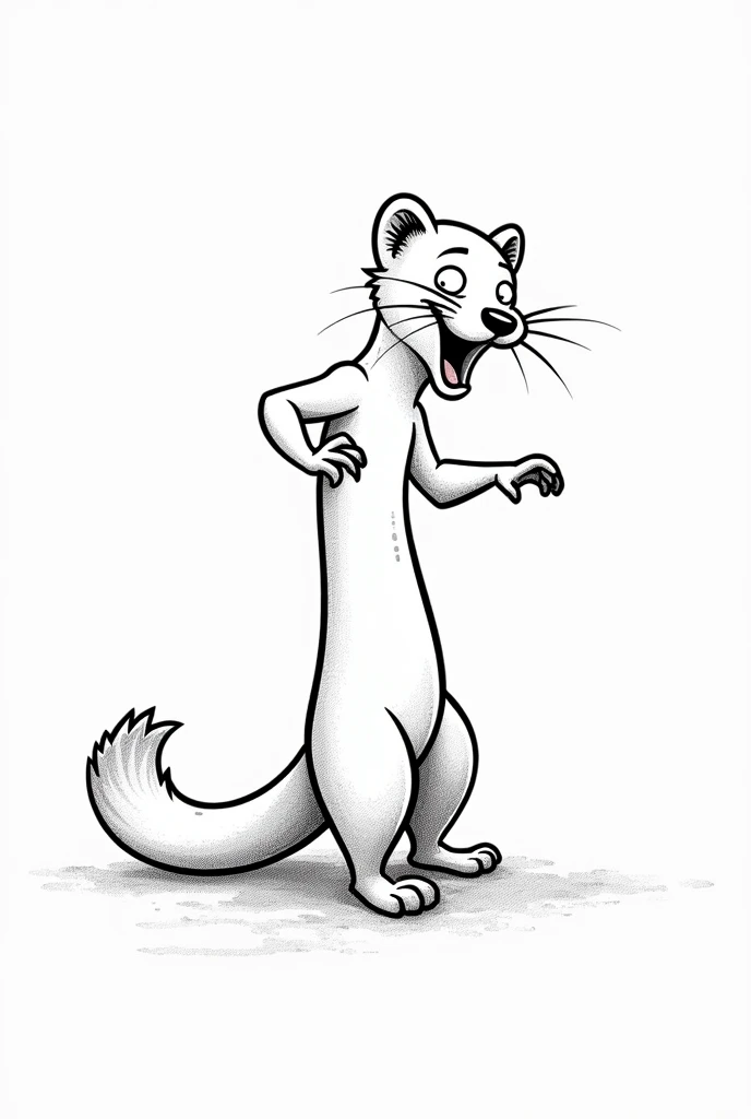 Line art, 2-panel cartoon, Dot Halftone, Monochrome,ferret,One stroke
