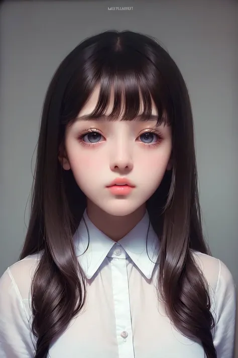 masterpiece, best quality, (dark photo:1.3), photorealistic, 1girl, flat bangs, stunning innocent symmetry face, shirt, emotional, ulzzang, (PureErosFace_V1:0.7)