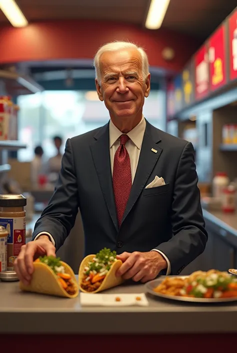 Joe Biden working at taco bell