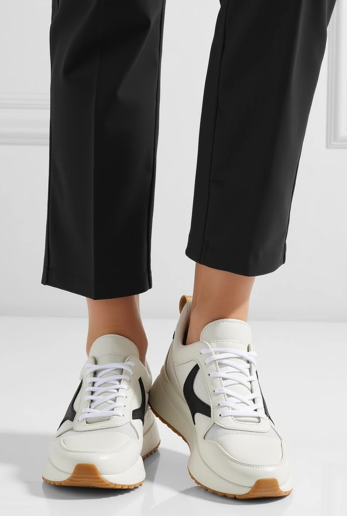 create a white and black sneaker, feminine and simple