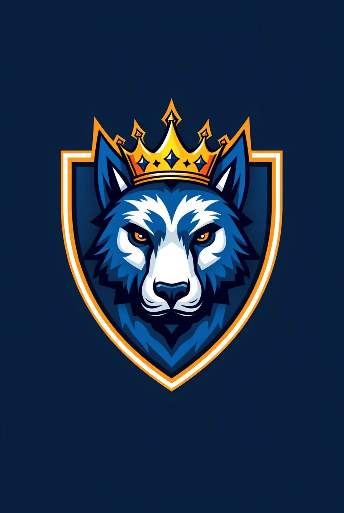 Volleyball team logo, containing the colors royal blue, black and white in its composition, with details of famous American sports teams, the logo is based on a volleyball team, containing references to volleyball highlighted, a crown and the name RPV