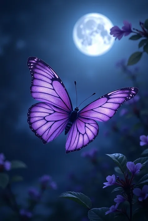 Full moon with a purple butterfly