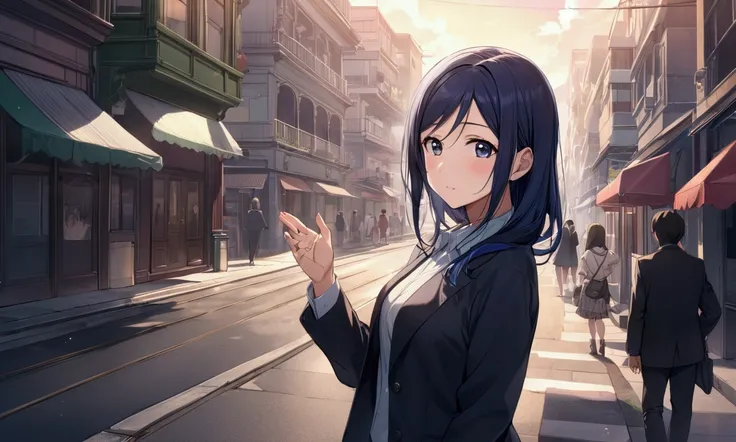 Love Live adult Kanan Matsuura, masterpiece, highest quality, figured, solo, The city where you are touched naughtily