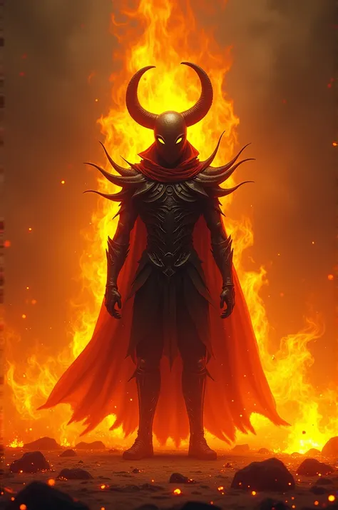 The Hollow Knight surrounded by fire 