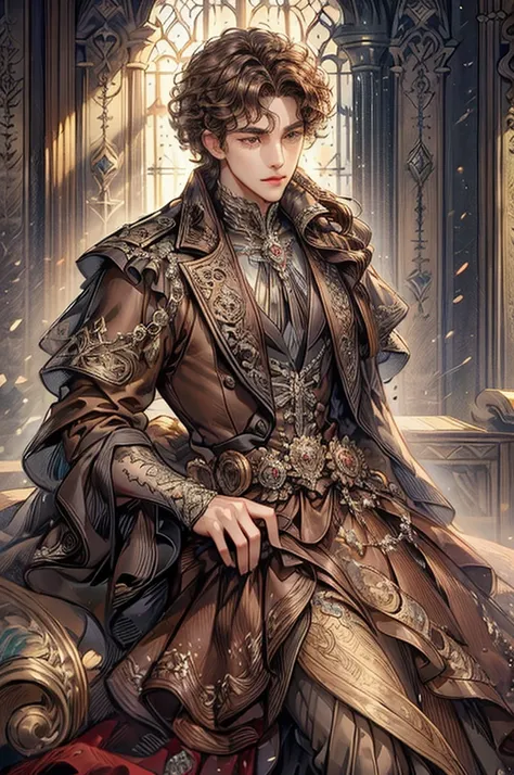 ((best quality)), ((masterpiece)), (detailed), ((perfect face)), ((halfbody)) "captivate the view: a handsome prince reflecting ...