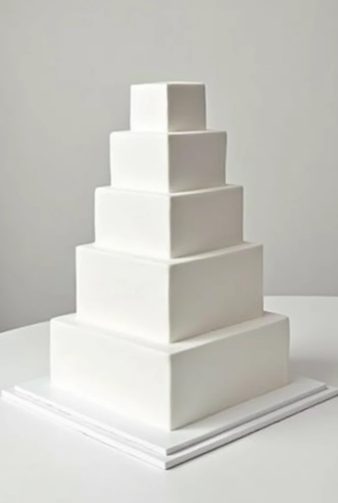 4-tier square cake, each one white, seen from another angle