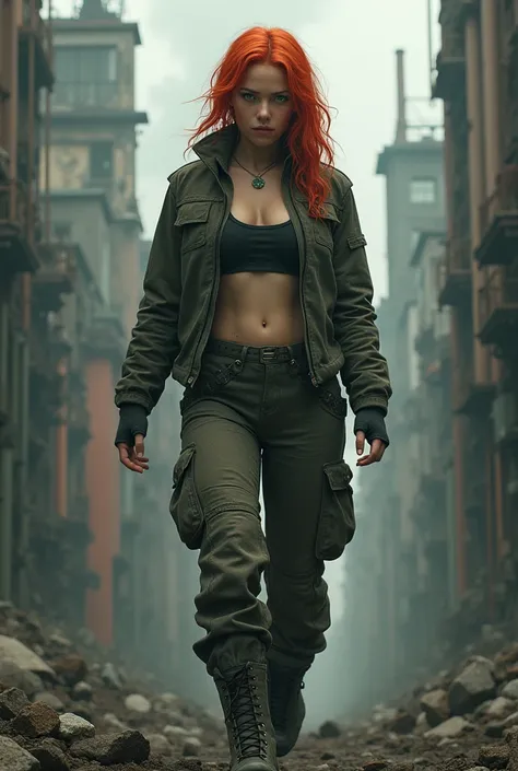 red haired girl in a dystopia