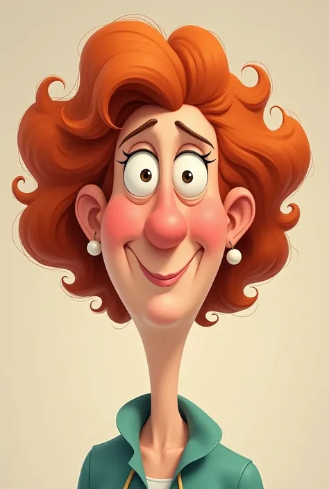 Caroline is tall.her face is very fat and she has a small mouth she has curly red hair her nose is small it&#39;s like a 2d cartoon that can be seen from head to toe but don&#39;t force the body just the face