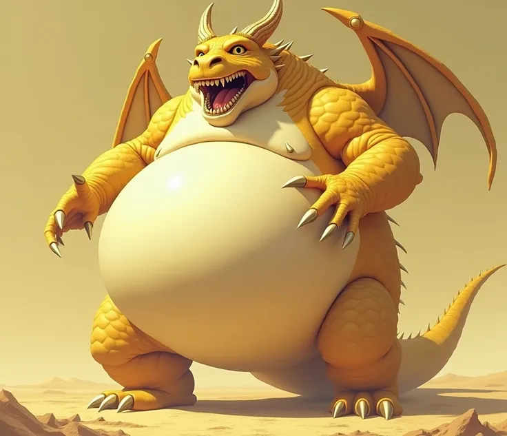 It&#39;s a gold dragon, it has two arms and two legs, it&#39;s cool,Five fingers, five toes, and golden horns, Wings with hands, The world&#39;s most super tall and extremely obese dragon, So that your stomach touches the ground,, It has wings and its faci...