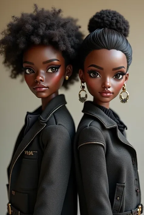 Two black dolls, a man and a woman 