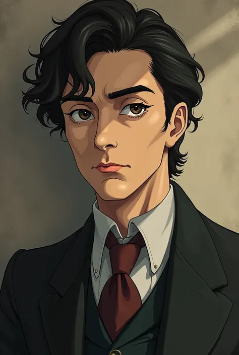 I want an anime style image of Fernando Pessoa 
