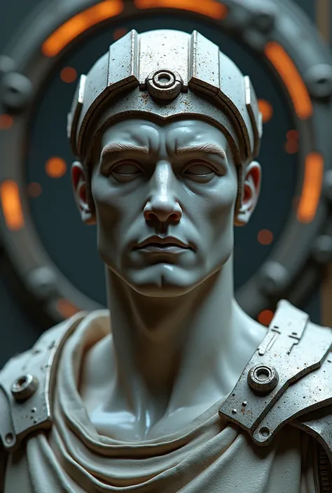 retro futuristic sci-fi style roman emperor bust