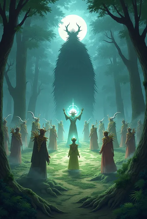 The Forest Spirits gathered around him, ready for the final showdown against Tsukuyomi.