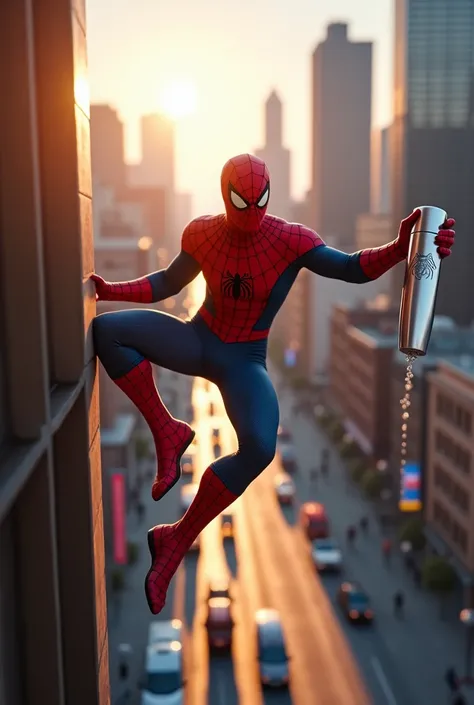 Spiderman delivering a deodorant 