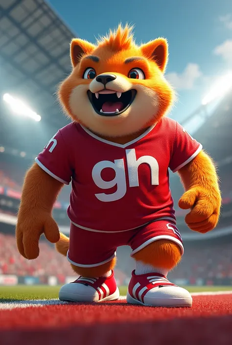 Make an original sports mascot with the letters GH on its shirt 