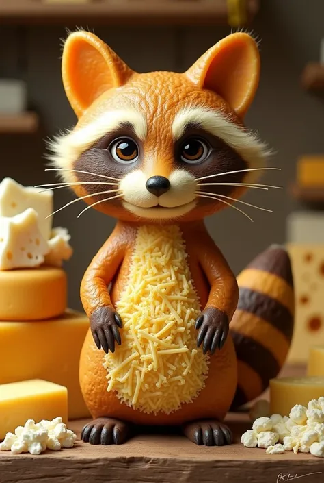 A racoon made of cheese