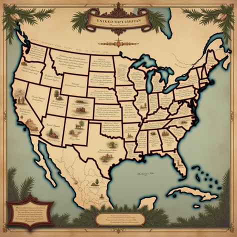 An old map of the United States in the time of Washington.