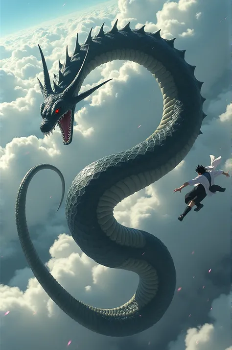 orochimaru snake form fighting Itachi Uchiha, falling from the sky 