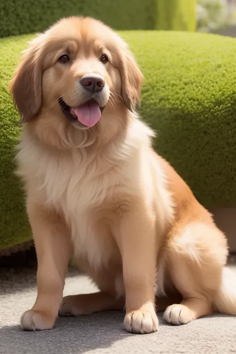 beautiful Leonberger dog puppy is depicted on an oil canvas, cada pincelada cuidadosamente trazada revela su belleza y encanto. Su suave, Shiny coat blends into warm, Tonos vibrantes, like the gold of the sun that caresses his back and the dark brown that ...