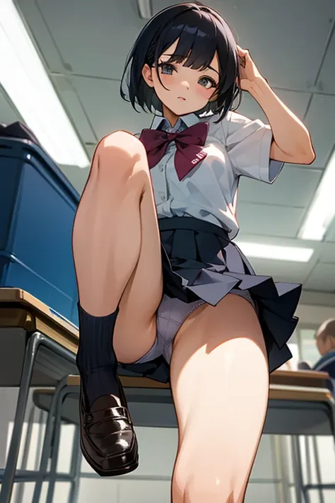 girl, in school uniform, short skirt, panties