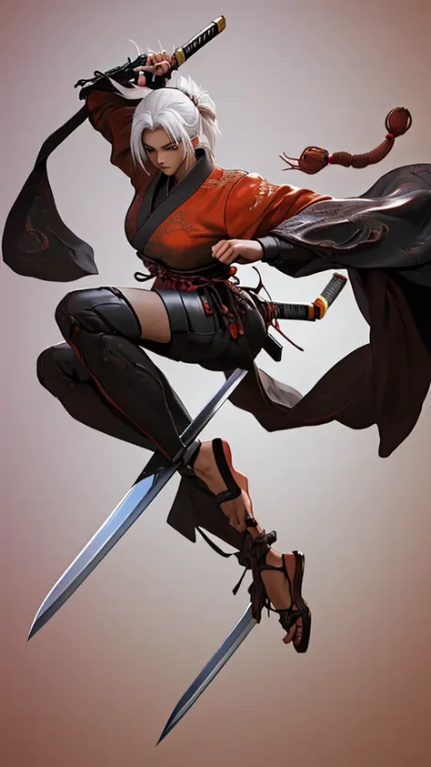 a woman with a sword ,very beautiful kung fu samurai,katana sword,her katana,she is sword,ornate korean polearm , realistic anim...