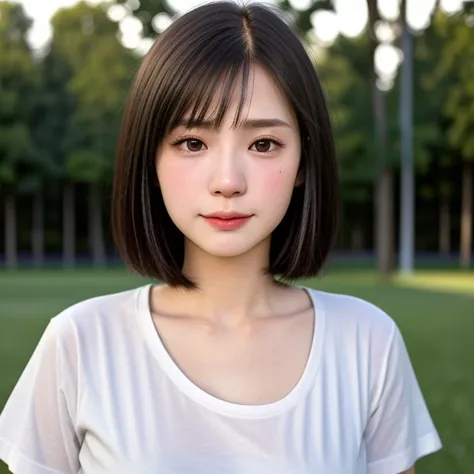 (kawaii 24 year-old Japanese girl, Nogizaka idol, Korean idol), healthy female athlete body, (glossy brown hair, very short hair, pixie cut, bangs:1.3), (rounded face, beautiful black eyes, single eyelid, no makeup:1.2), (depressed, sigh, empty eyes, looki...