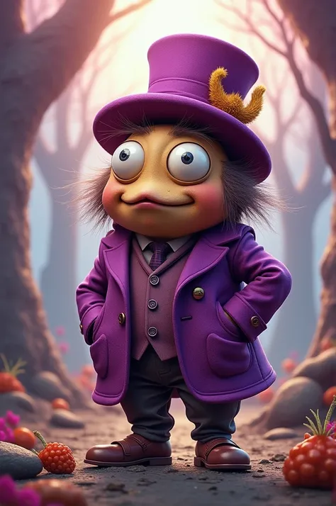 Mister Poopo dressed in purple
