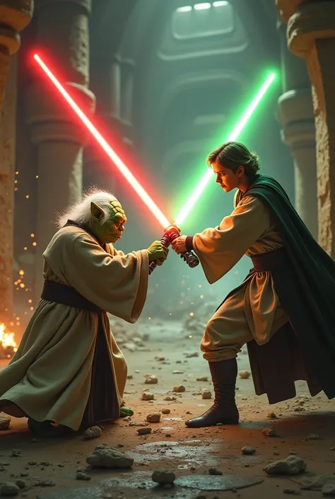 Yoda dueling Anakin 