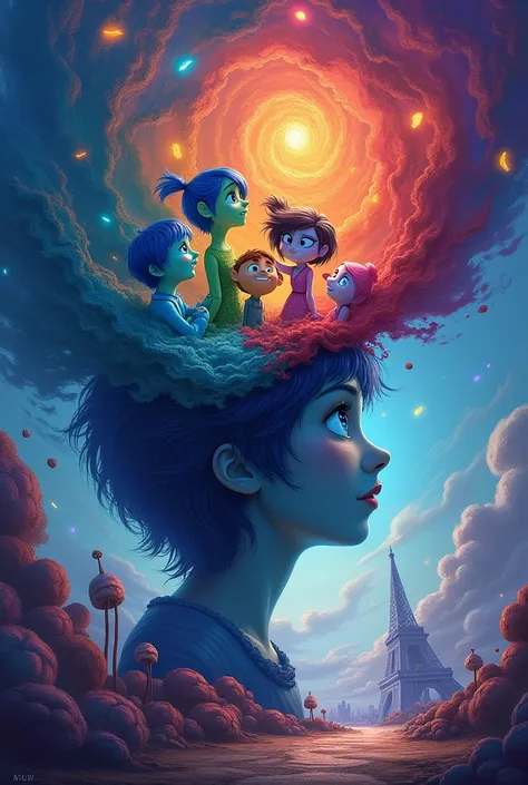 Create an image with all the emotions from the movie Inside Out 2