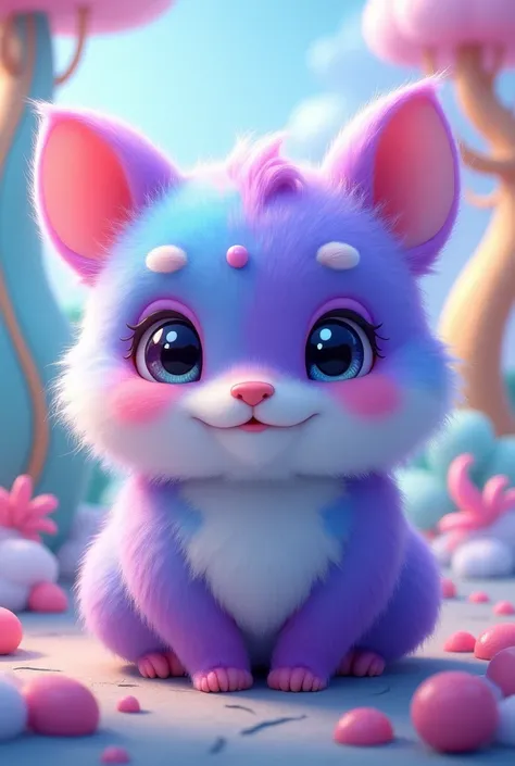 Create a cute colorful pet with purple and blue