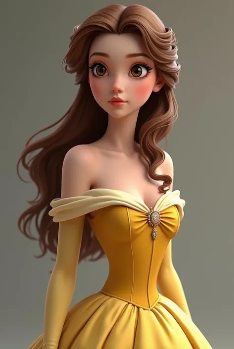 Belle from Beauty and the Beast, a realistic beauty, full body