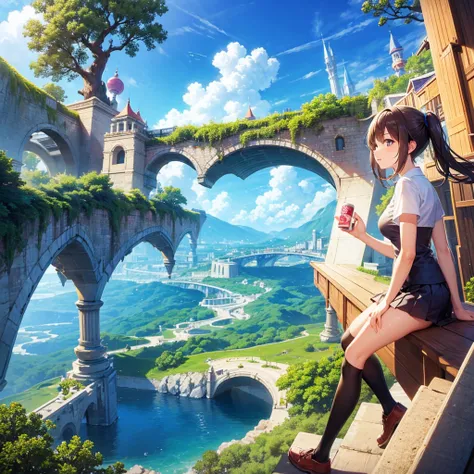 Travel destination scenery、Images to use as background。high quality。Anime Images。Theme Parks