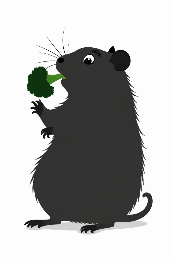 create a silhouette of a hamster eating broccoli in hand white with gray 