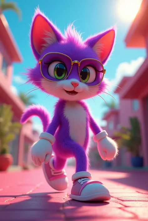 purple cat character with sun shades on and sonic the hedgehog like body