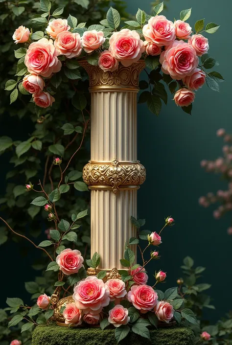 Letter T in fancy column shape with roses 
