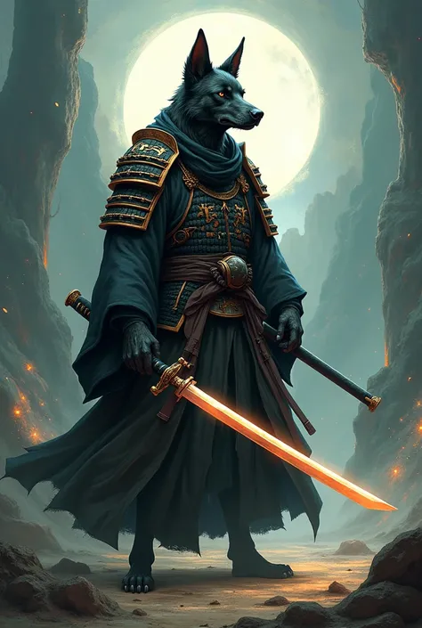 (Bleach anime) Old Black Australian cattle dog as a soul samurai