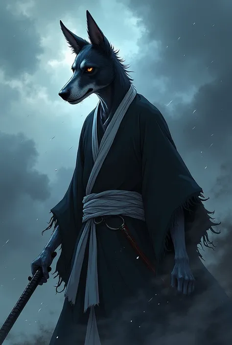 (Bleach anime) Old graying Black Australian cattle dog as a soul reaper