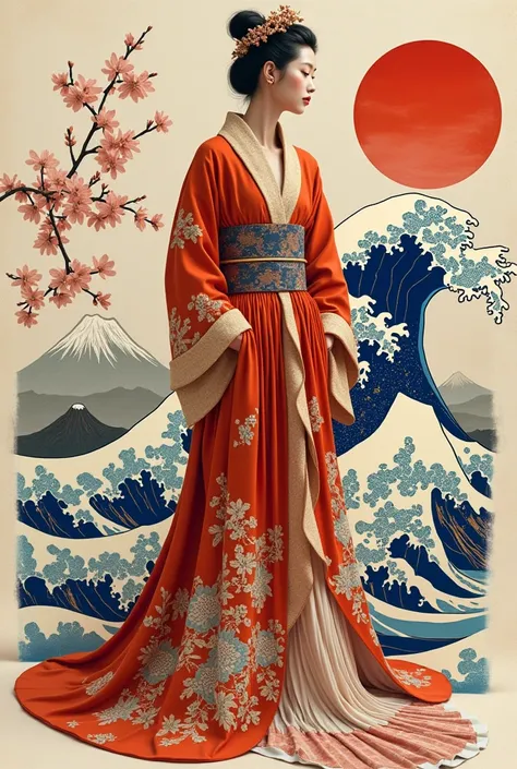 Moodboard de moda inspirado en katsushika Hokusai 