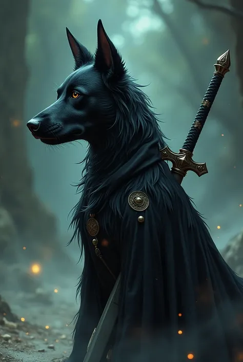 (Bleach anime) short Old Black Australian cattle dog as a soul reaper