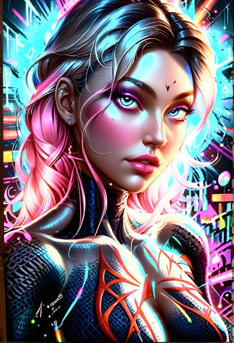 beautiful digital artwork, beautiful digital art, detailed beautiful face, 10k high quality detailed art, very beautiful digital art, digital art. highly detailed, beautiful detailed body, Create a hyper detailed photograph of a perfectly simetrical tattoo...