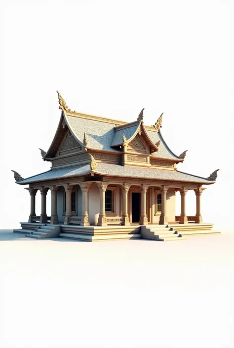 Ancient Hindu House , white background 