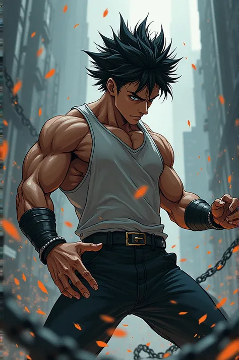 A male character who appears to be in a manga fight with metal-controlling powers
