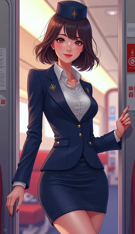 manhua, beautiful stewardess, adult female 