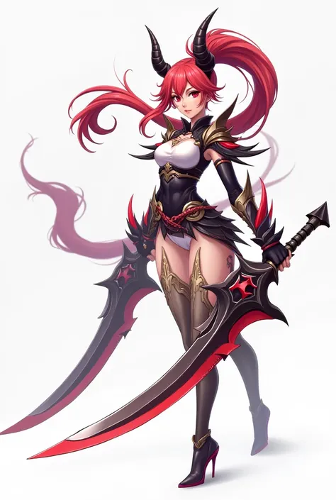 Fanny, mobile legend, skin, white background from different angles, anime style demon slayer blade 