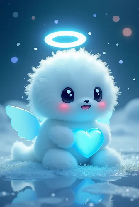 Best Quality、masterpiece、SeaArt mascot、Drift ice angel Clione、seaart mark heart:1.37、Blue Heart:1.37、Blue glowing angel halo、Fluffy、Kesaranpasaran、Cute angel wings、Very cute、Various expressions、Cute figure、bald、Deformed characters、Very cute、Cuteness all ov...