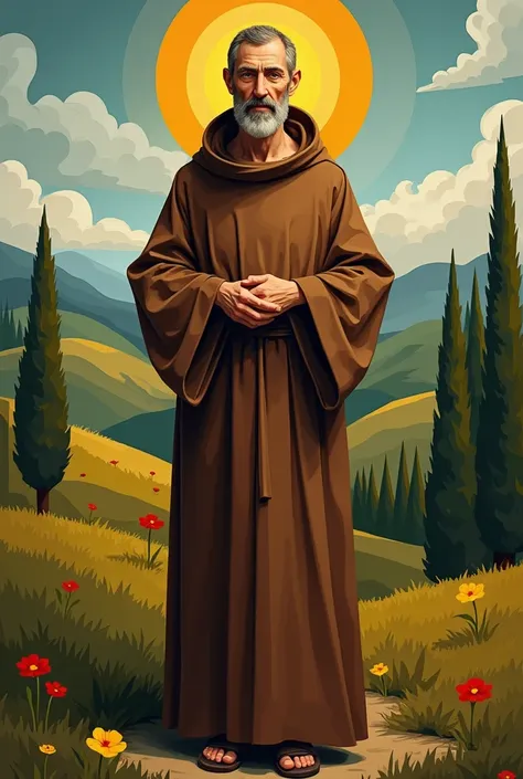 Saint Francis of Assisi brown tunic cubism style 

